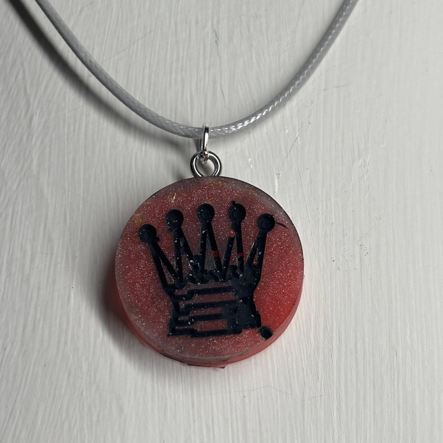 Hot Red Queen - Handmade Resin Chess Necklace