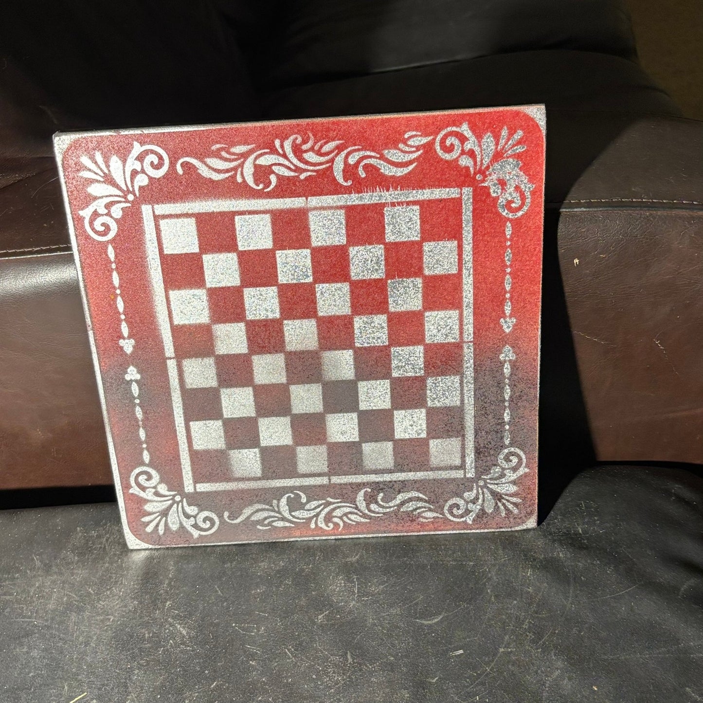 Emperors Red & Black - Painted Chess Board