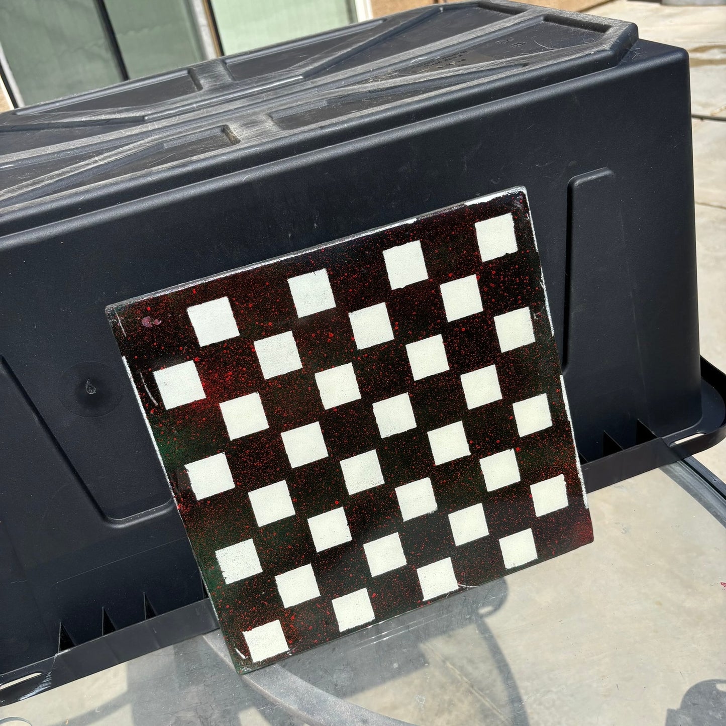 Black Specked Red - Resin Coated Chess Board