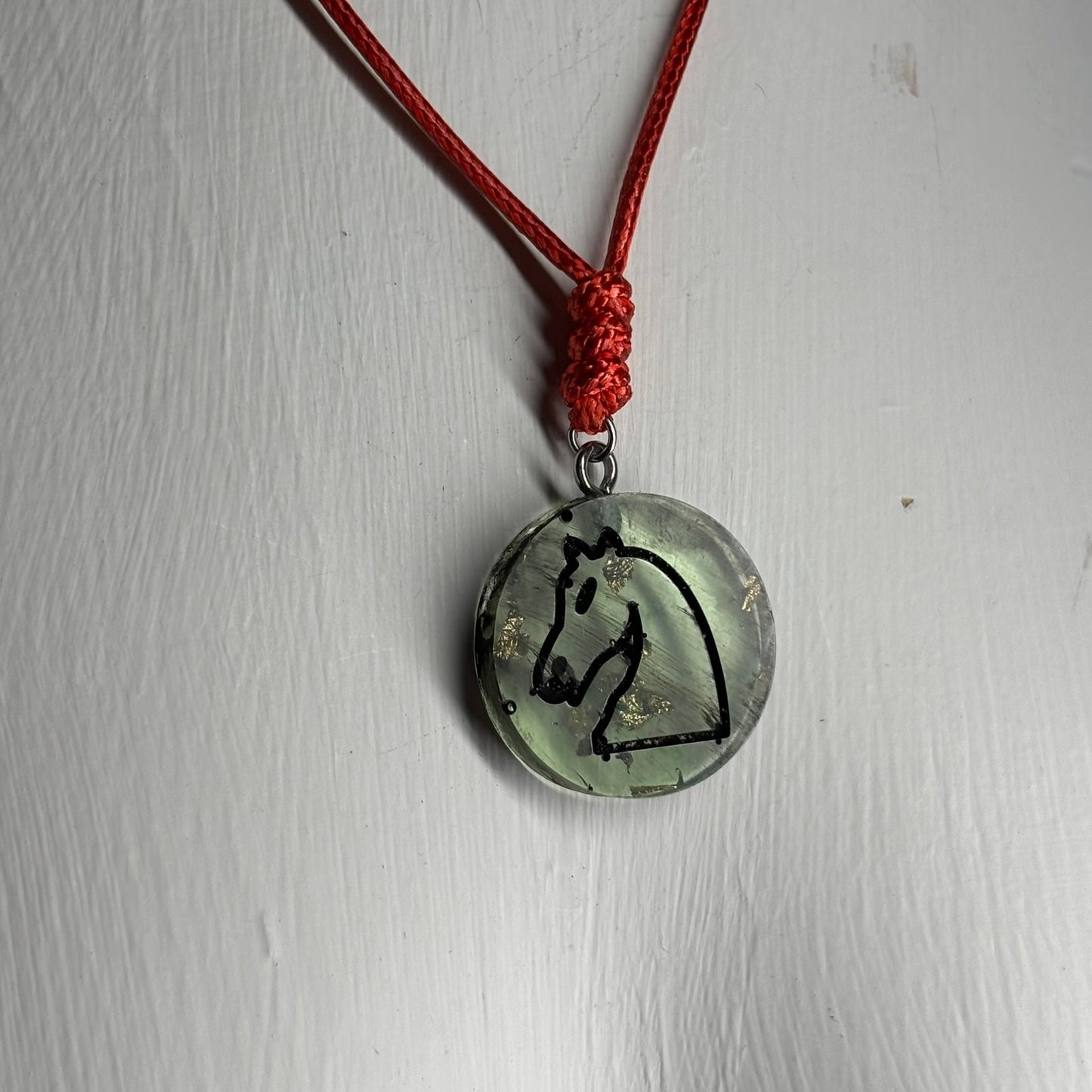 Chinese Green Knight - Handmade Resin Chess Necklace