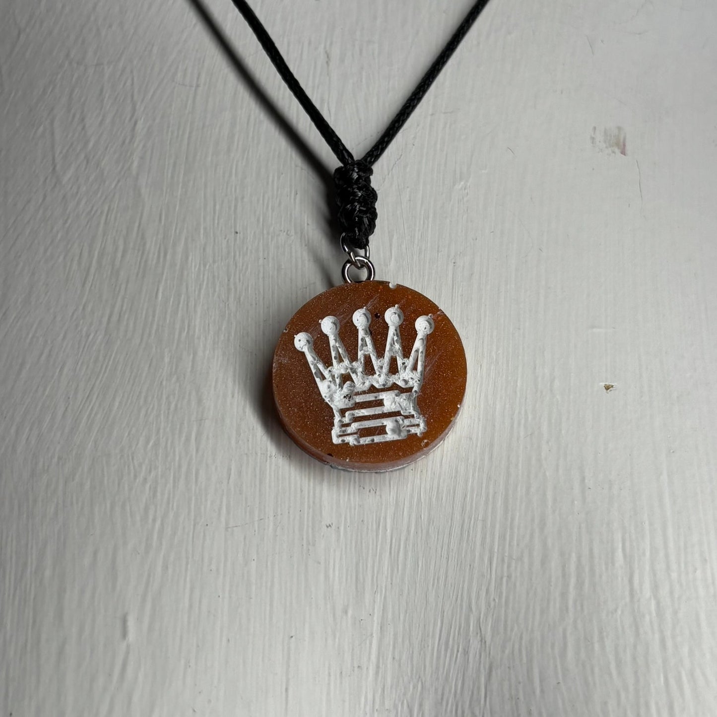 Orange Red Queen - Handmade Resin Chess Necklace