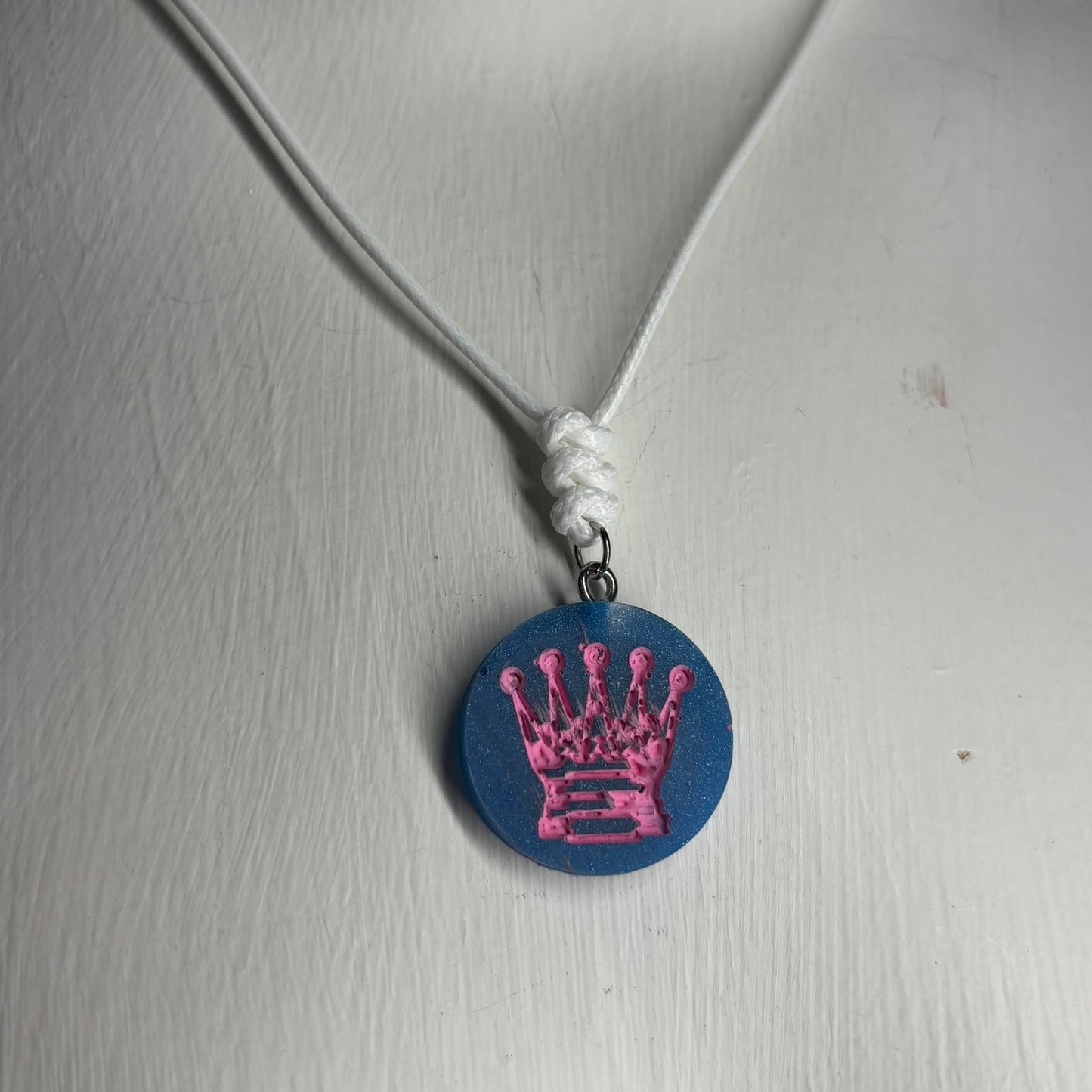 Cotton Candy Pink Queen - Handmade Resin Chess Necklace