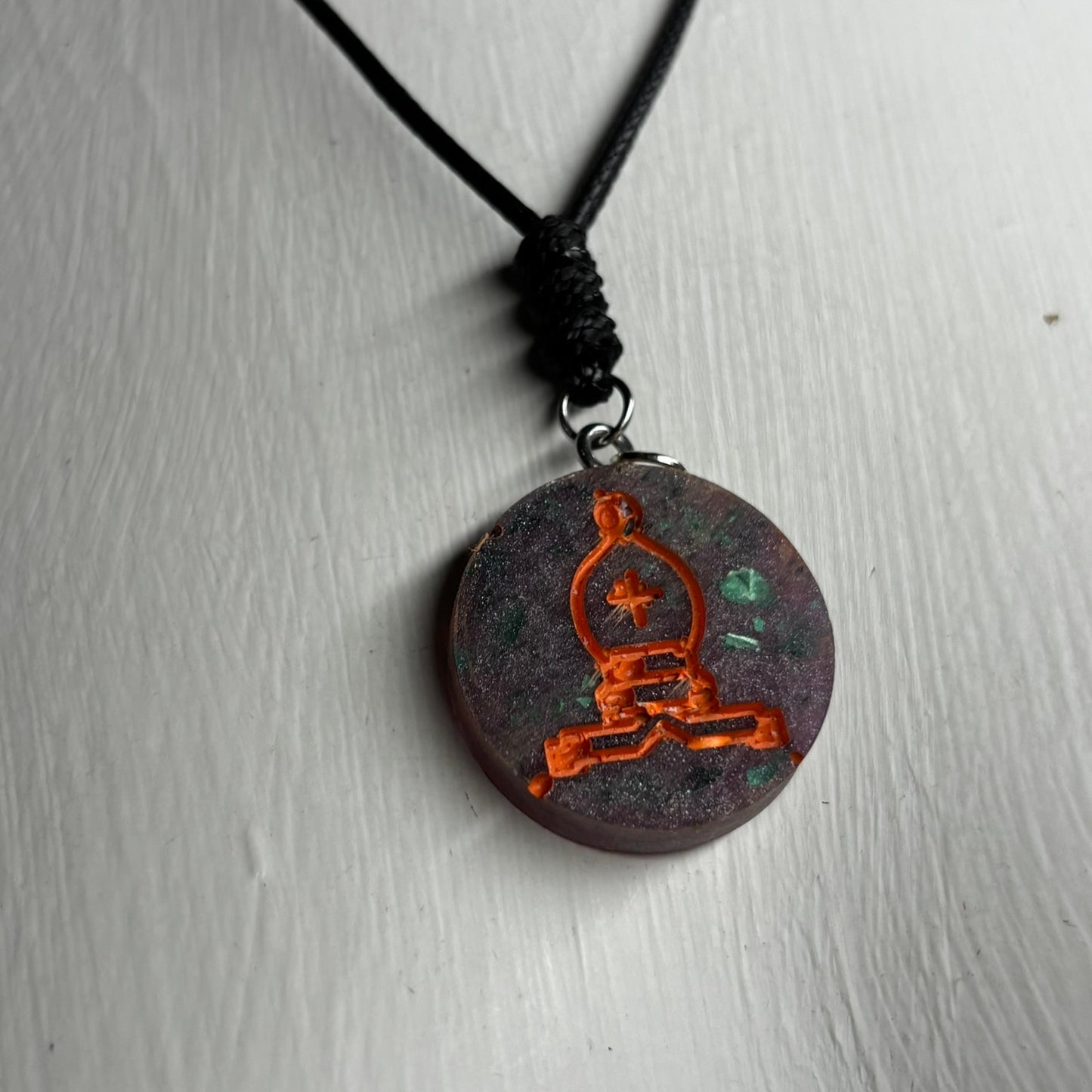 Purple Crystal Orange - Handmade Resin Chess Necklace