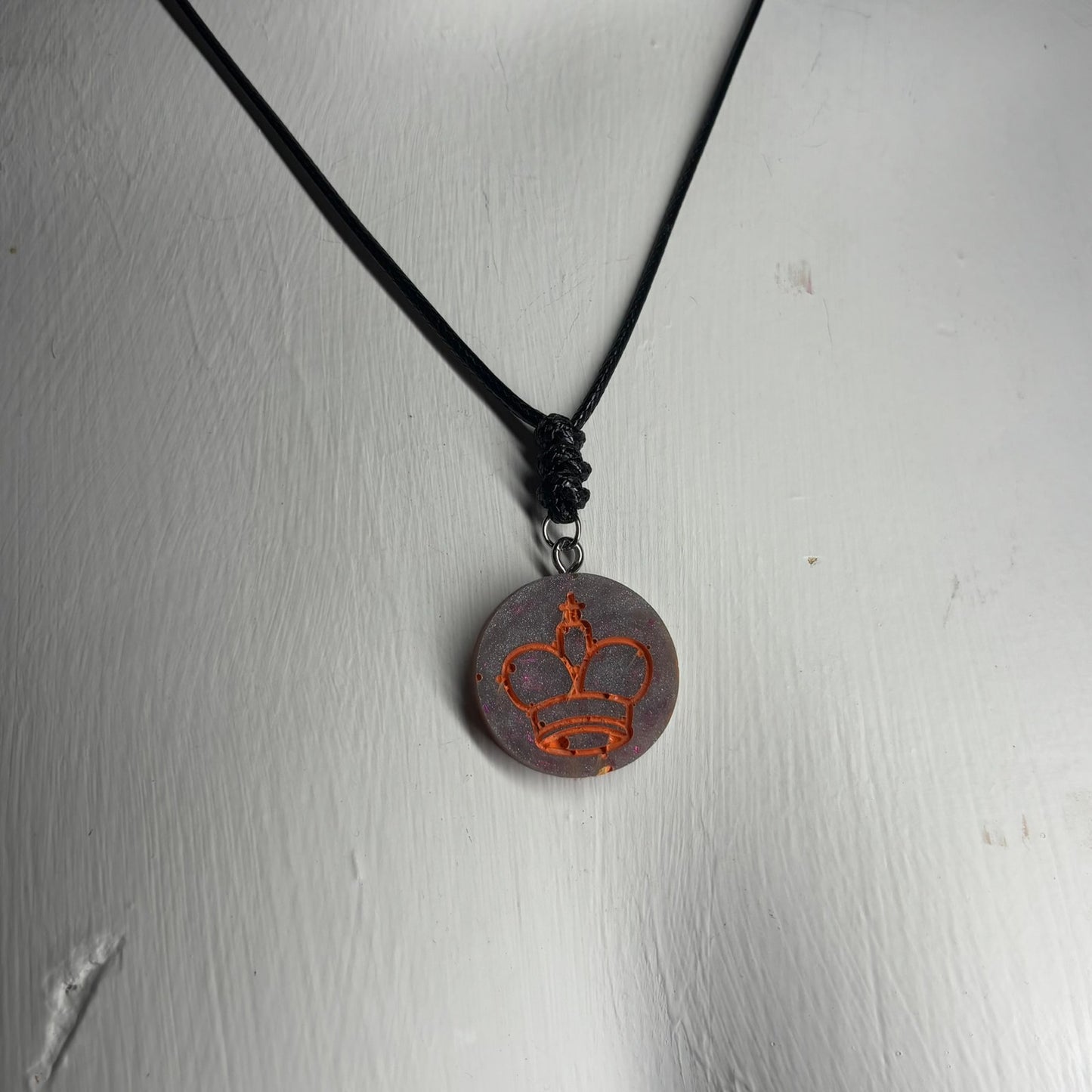 Cosmic Purple King - Handmade Resin Chess Necklace