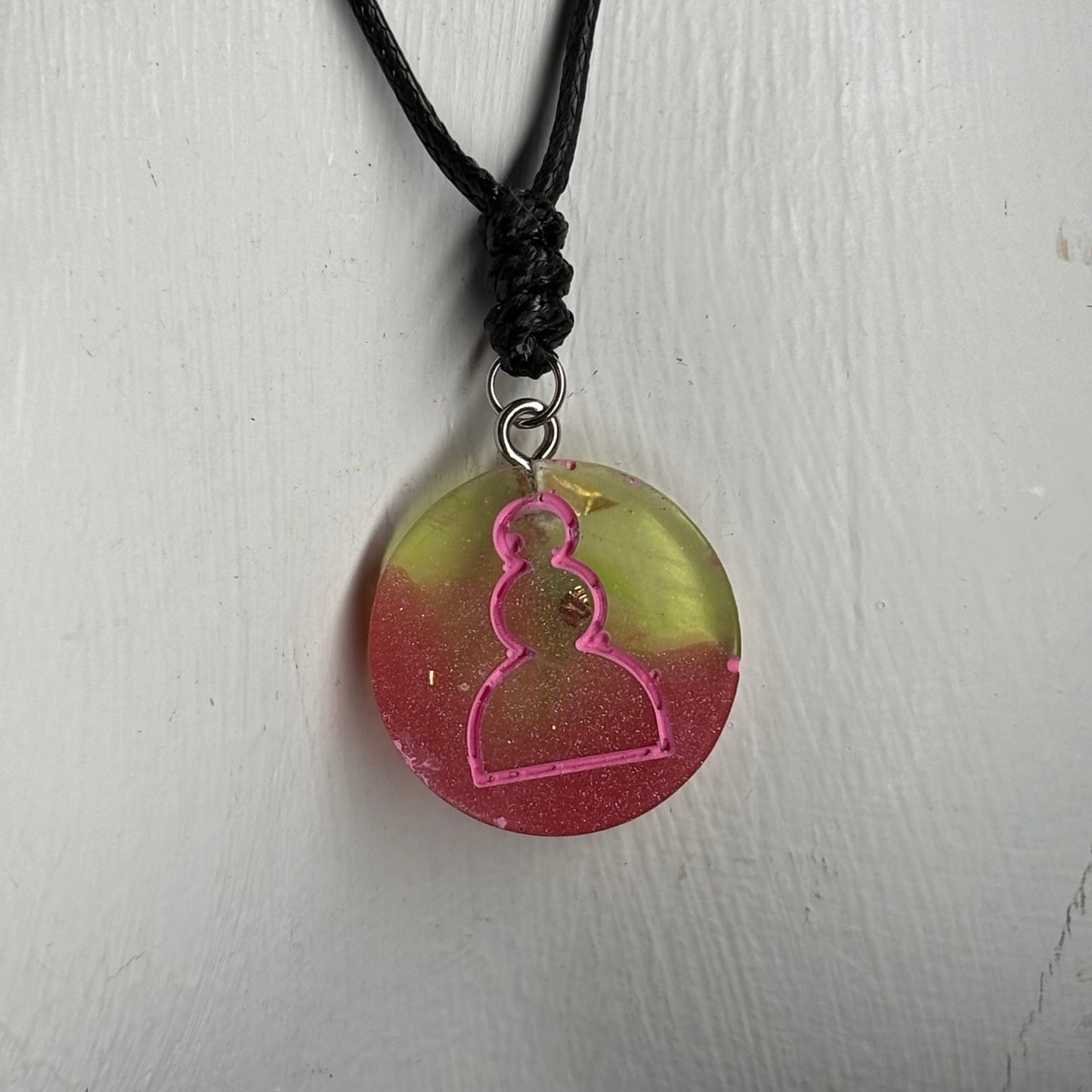 Swirl Pink Pawn - Handmade Resin Chess Necklace