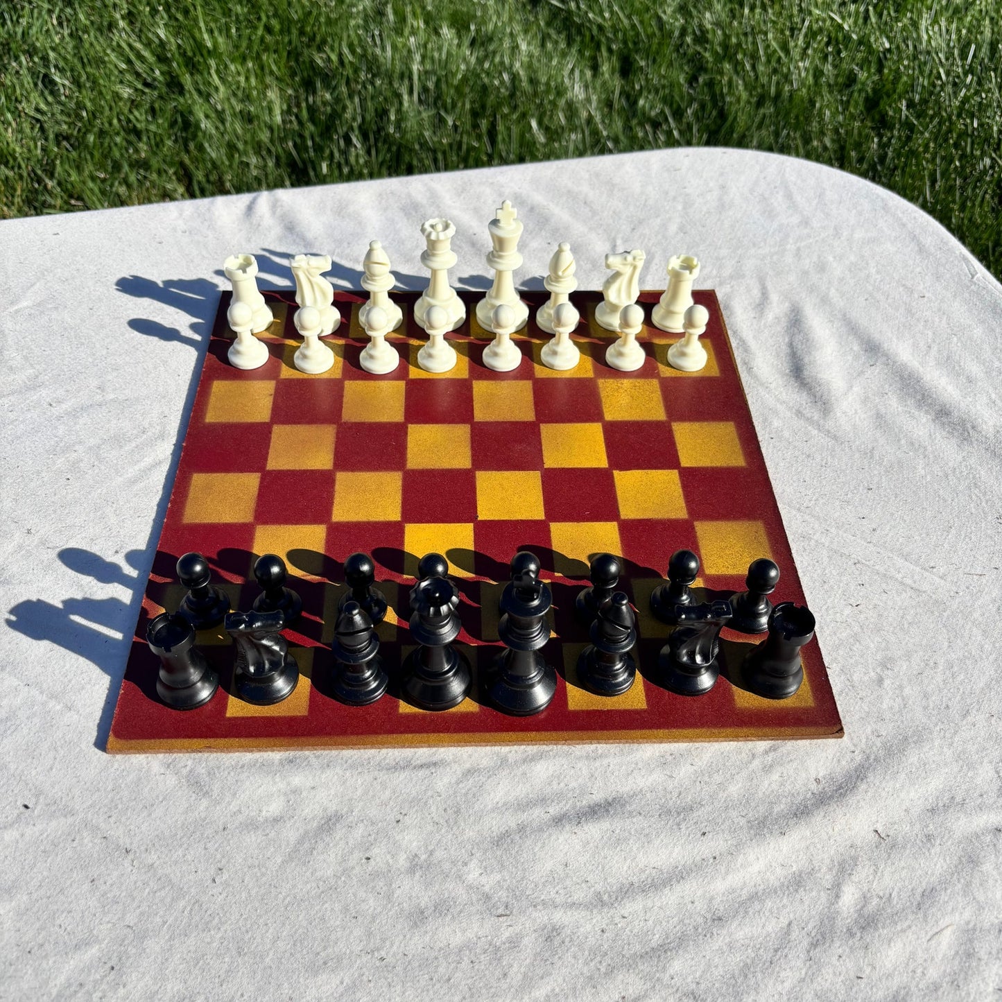 Yellow & Red - Painted Chess Set