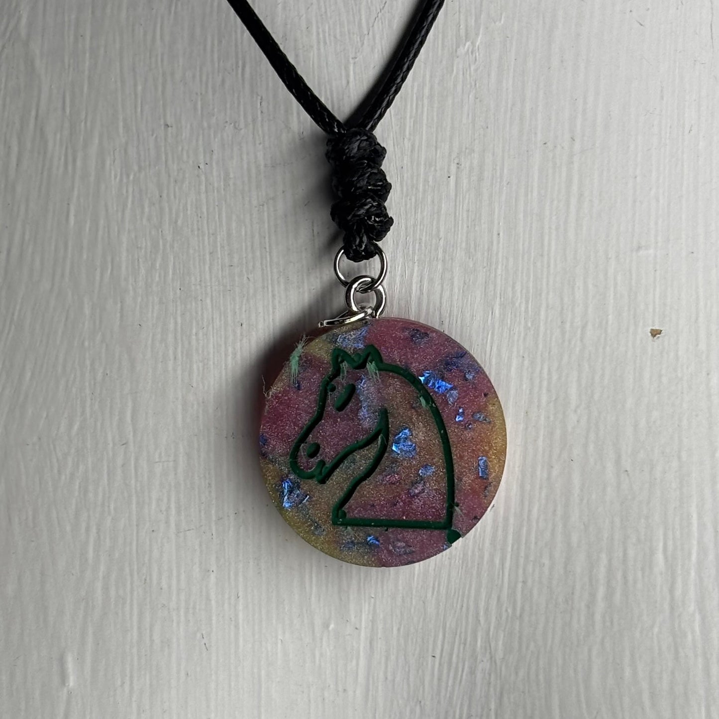 Purple Crystal Knight - Handmade Resin Chess Necklace