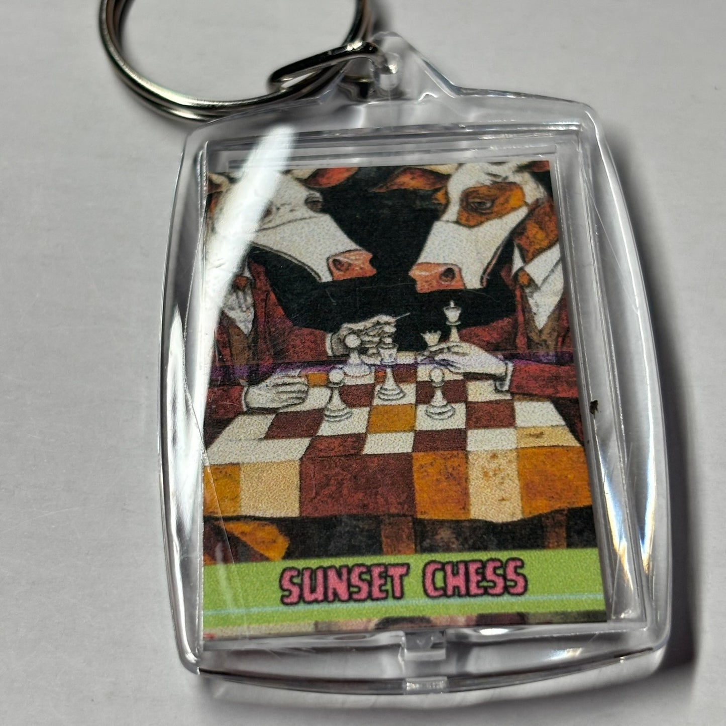 Cows Collide - Chess  Photo Keychain
