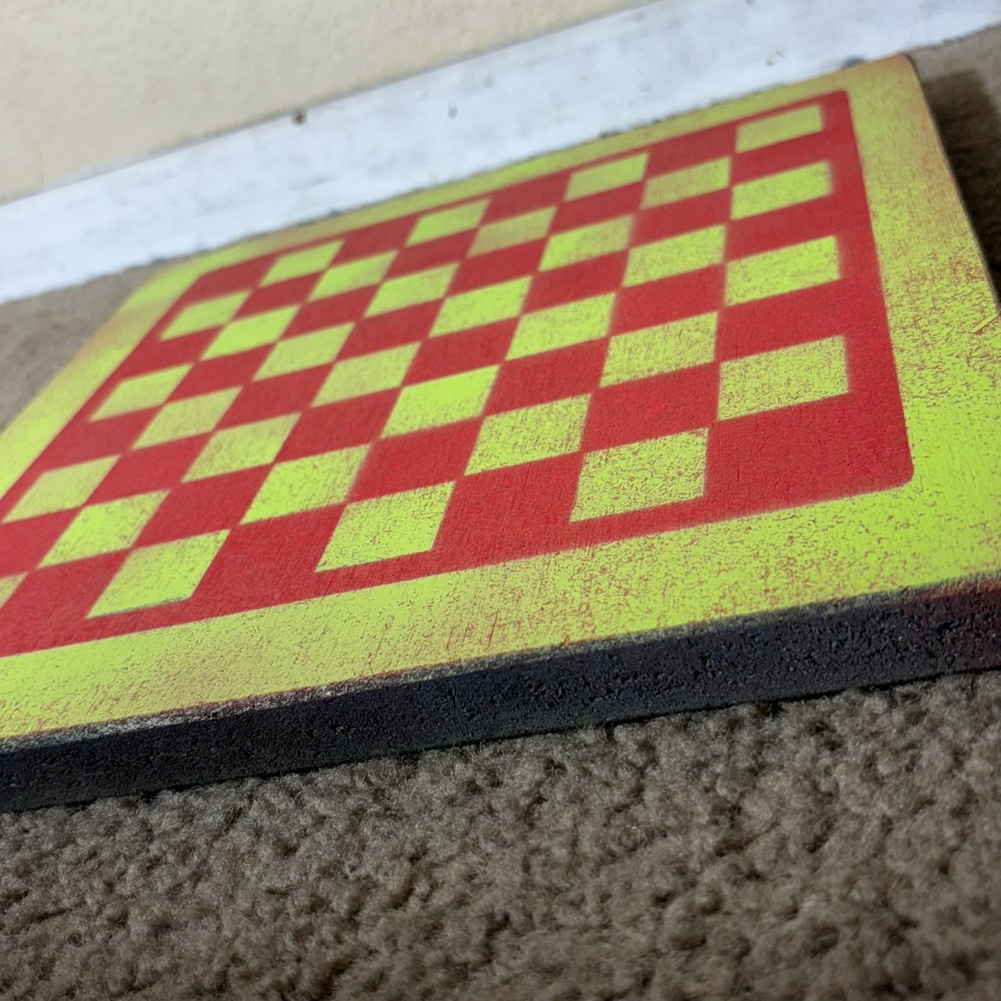 Neon Green & Red - Painted Chess Board