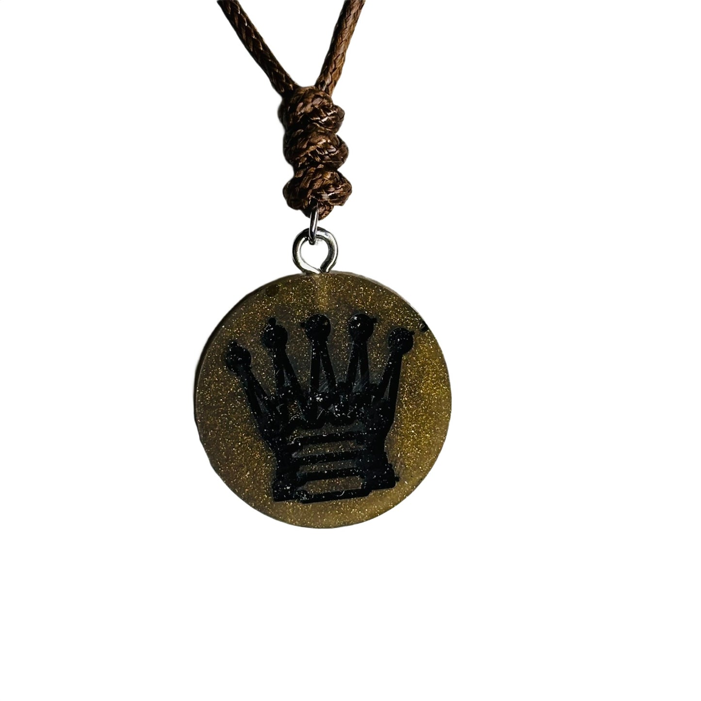 Royal Brown Queen - Handmade Resin Chess Necklace