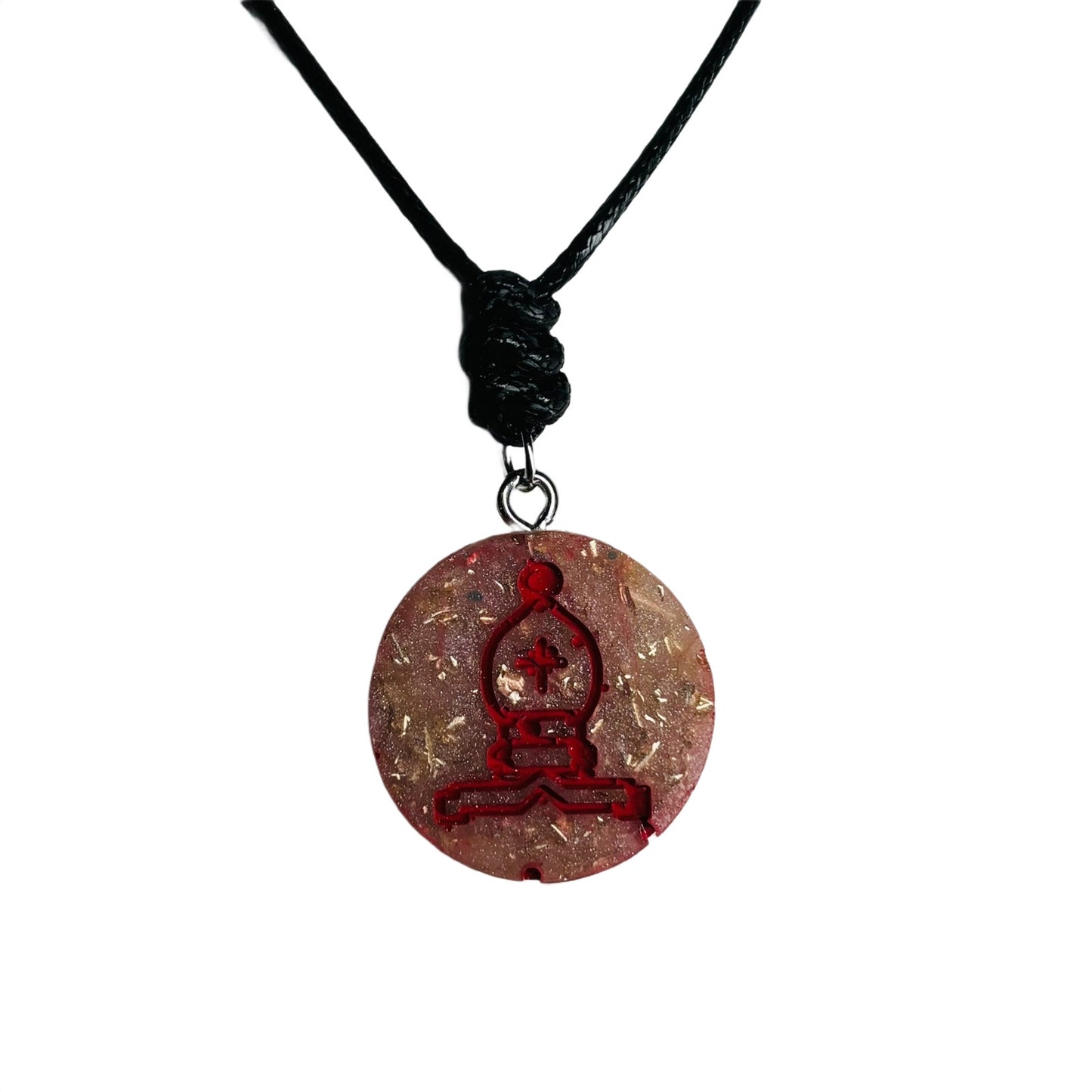 Crystal Red Print Bishop - Handmade Resin Chess Necklace