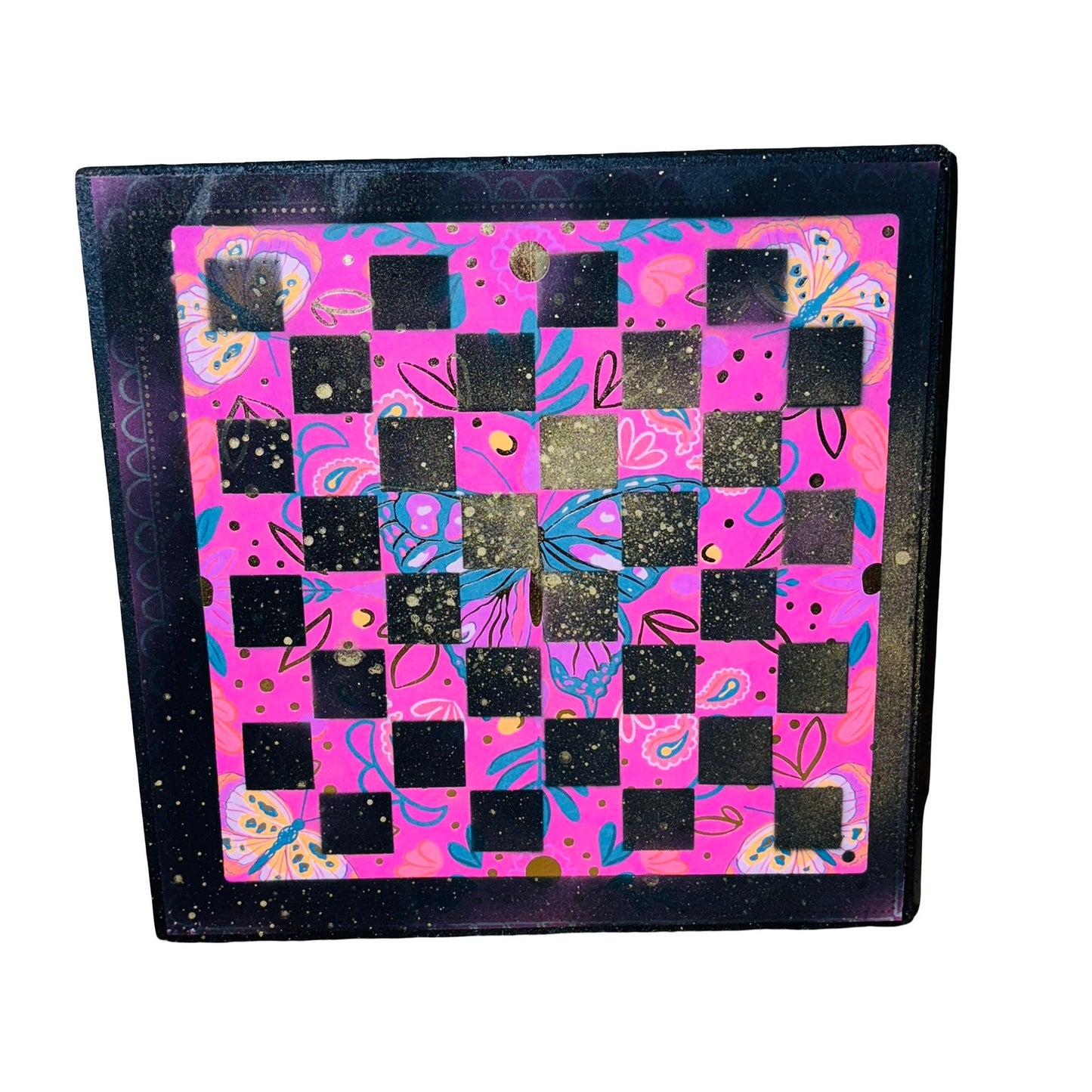 Pink Butterfly- Scrapbook Chess Board