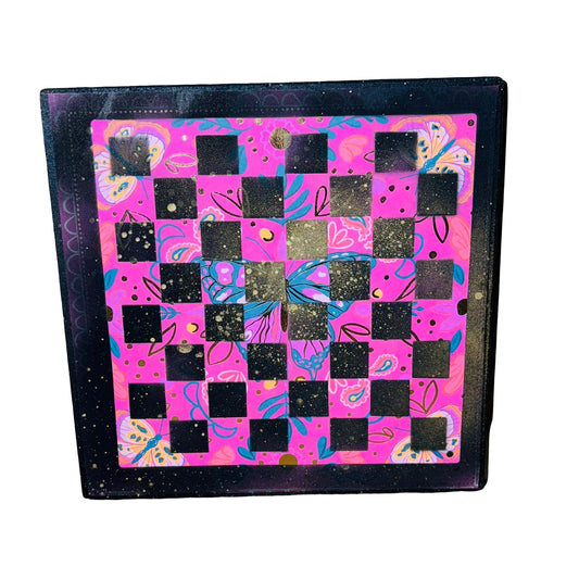 Pink Butterfly- Scrapbook Chess Board