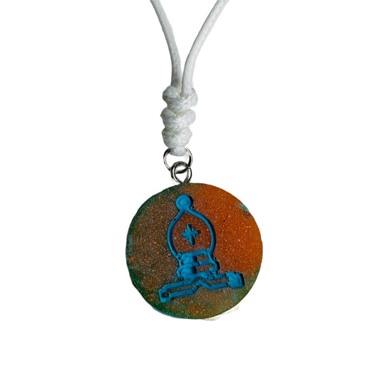 🎁 Blue Print Bishop - Handmade Resin Chess Necklace (100% off)