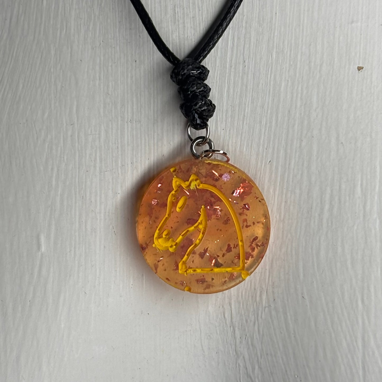 Crystal Sunset Knight - Handmade Resin Chess Necklace