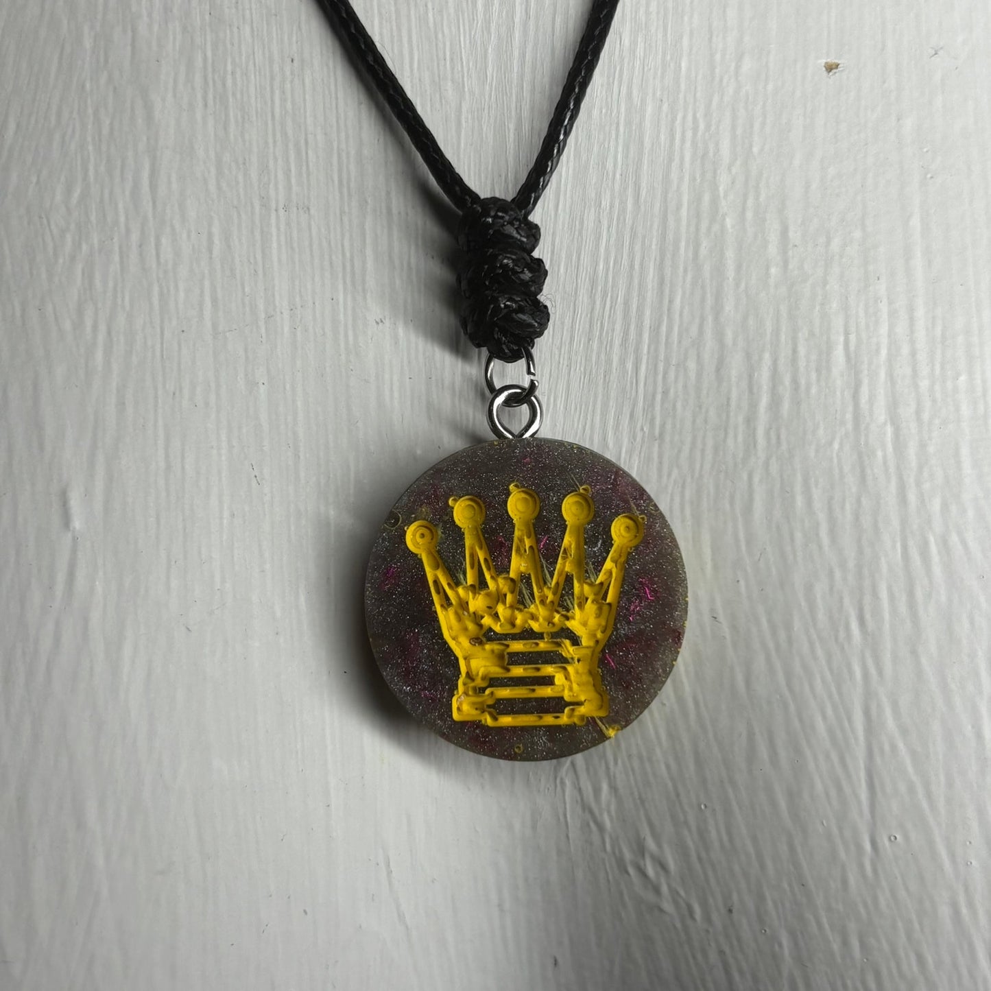 Purple Crystal Queen - Handmade Resin Chess Necklace