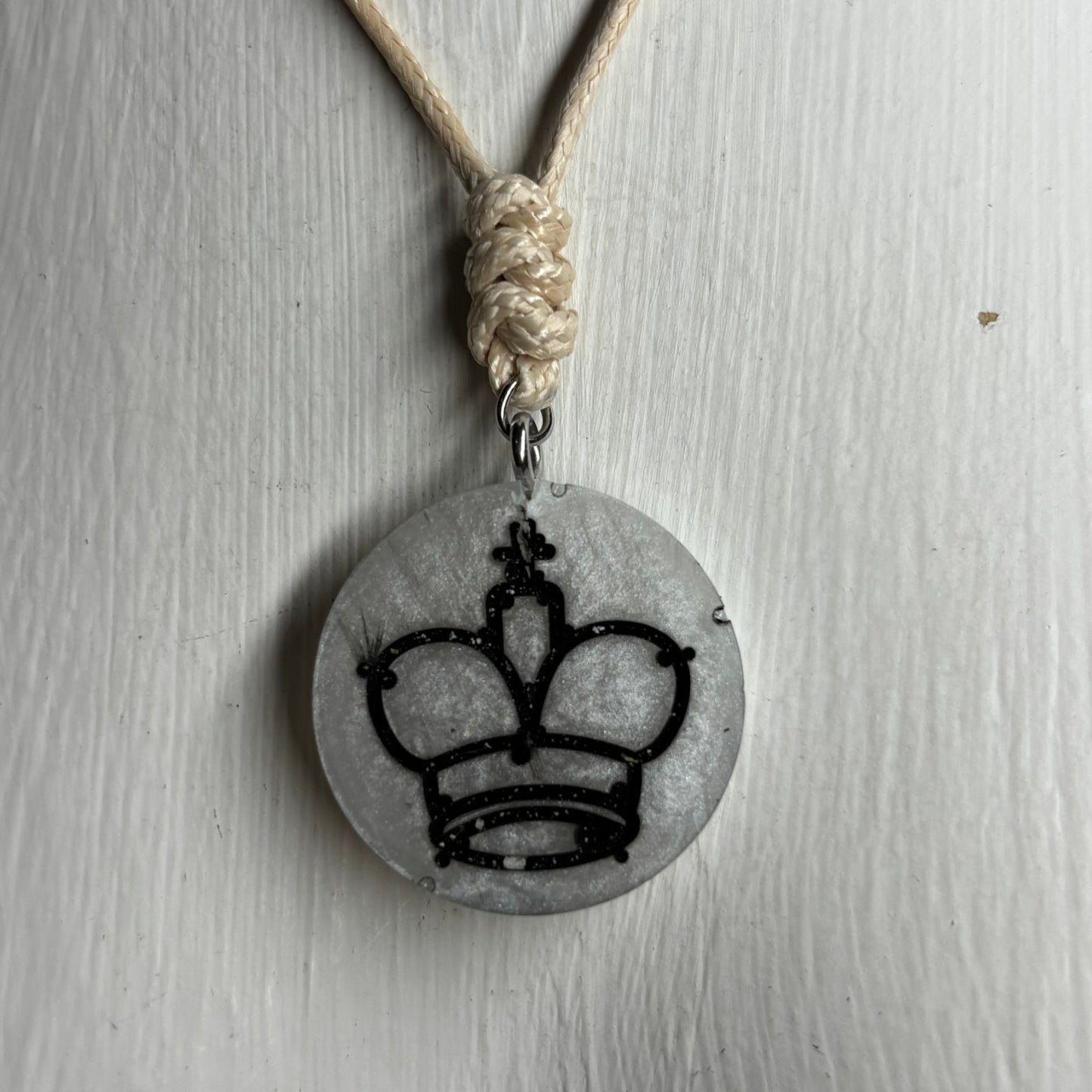Classic Gray King - Handmade Resin Chess Necklace