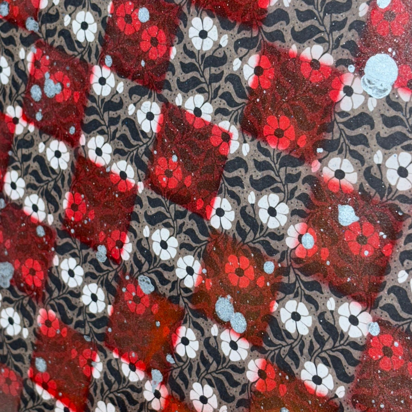 Red Dripped Vintage Pattern - Large Scrapbook Chess Board