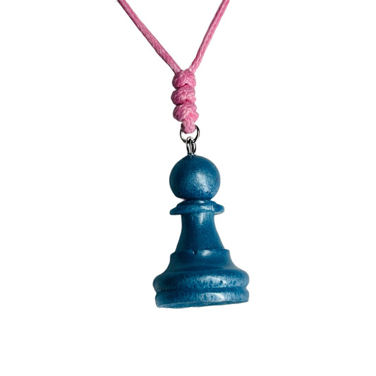 Blue Pawn - Handmade Resin Chess Necklace