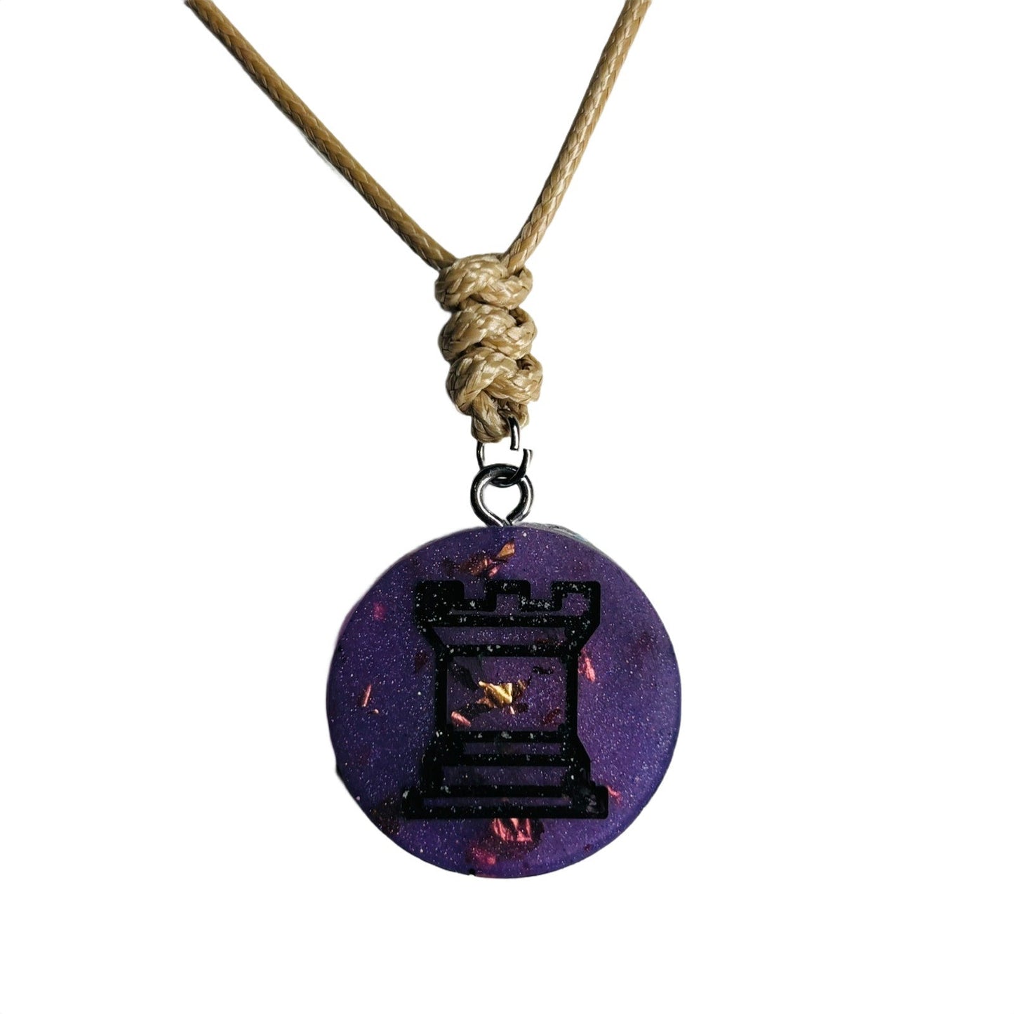 🎁 Classic Dark Purple Rook - Handmade Resin Chess Necklace (100% off)