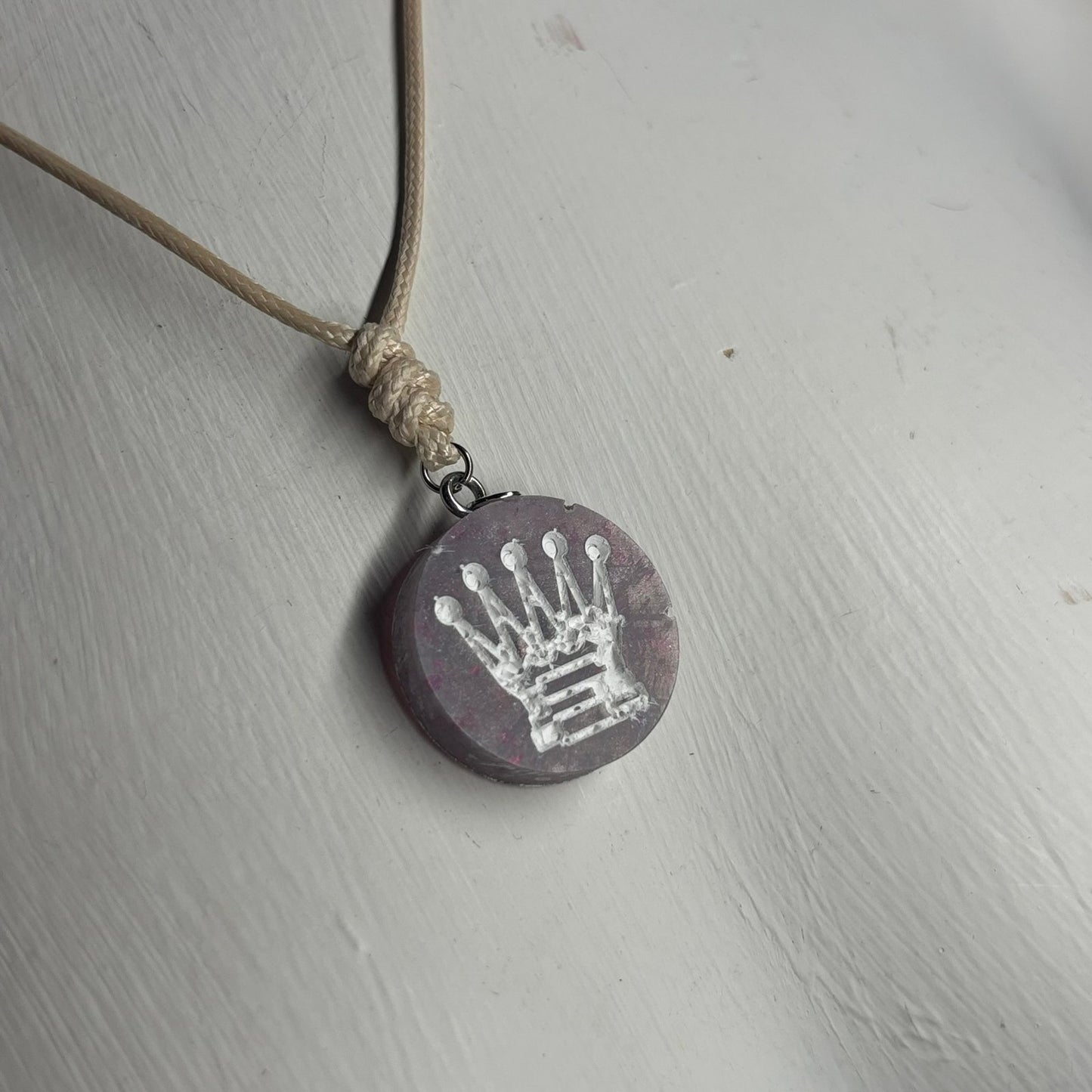 Classy Purple Queen - Handmade Resin Chess Necklace