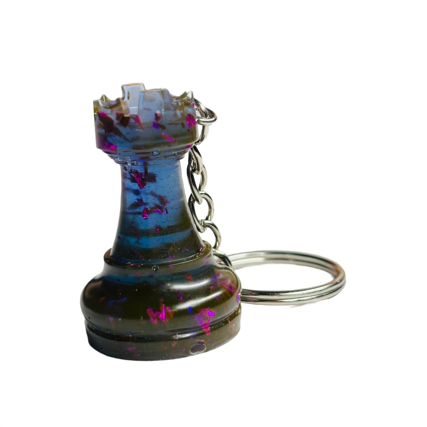 Navy Royal Blue Rook - Handmade Resin Keychain