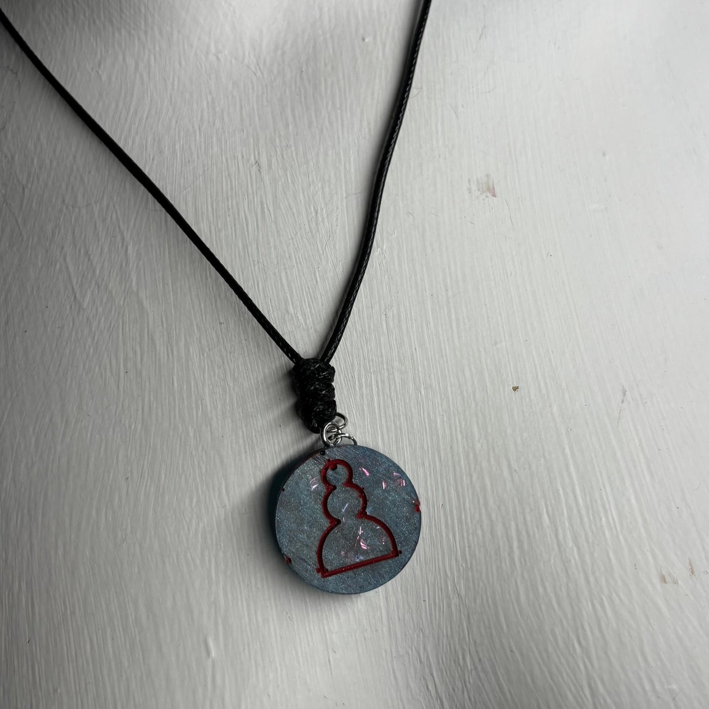 Dark Blue Pawn - Handmade Resin Chess Necklace