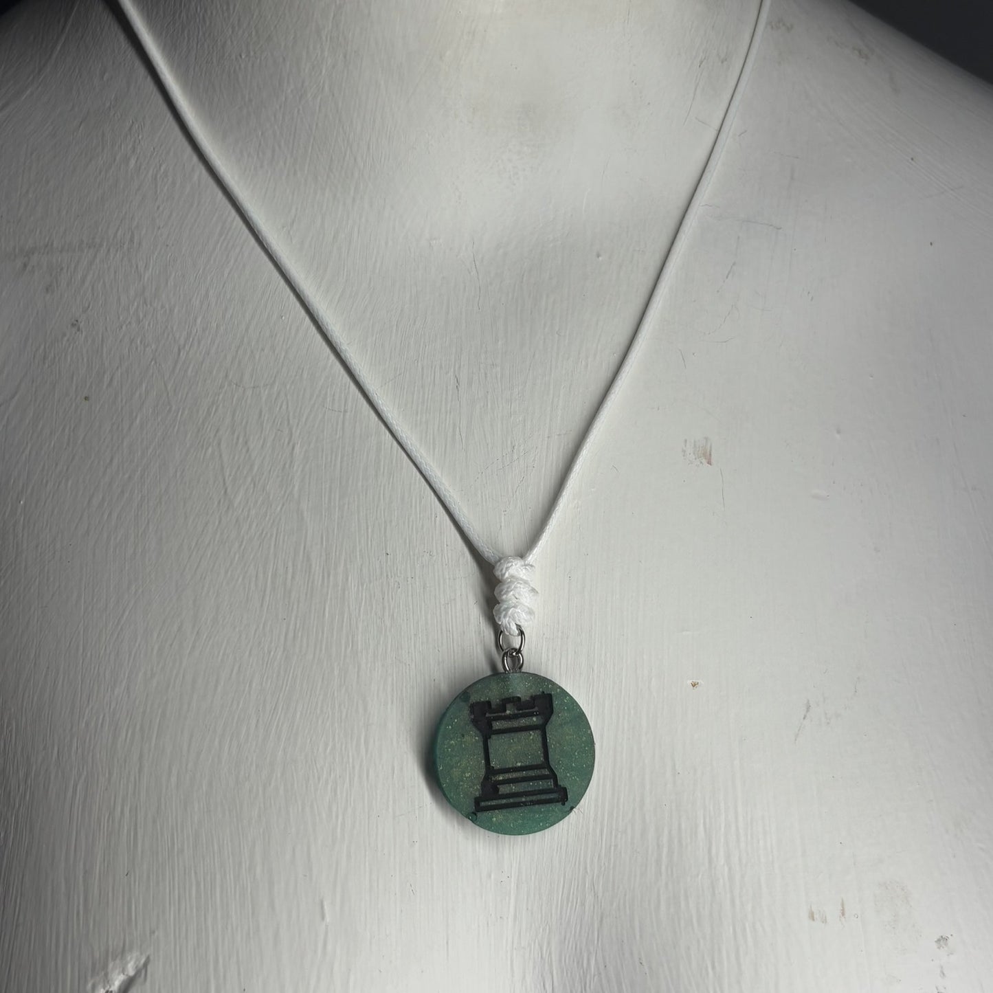 Green Rook - Handmade Resin Chess Necklace