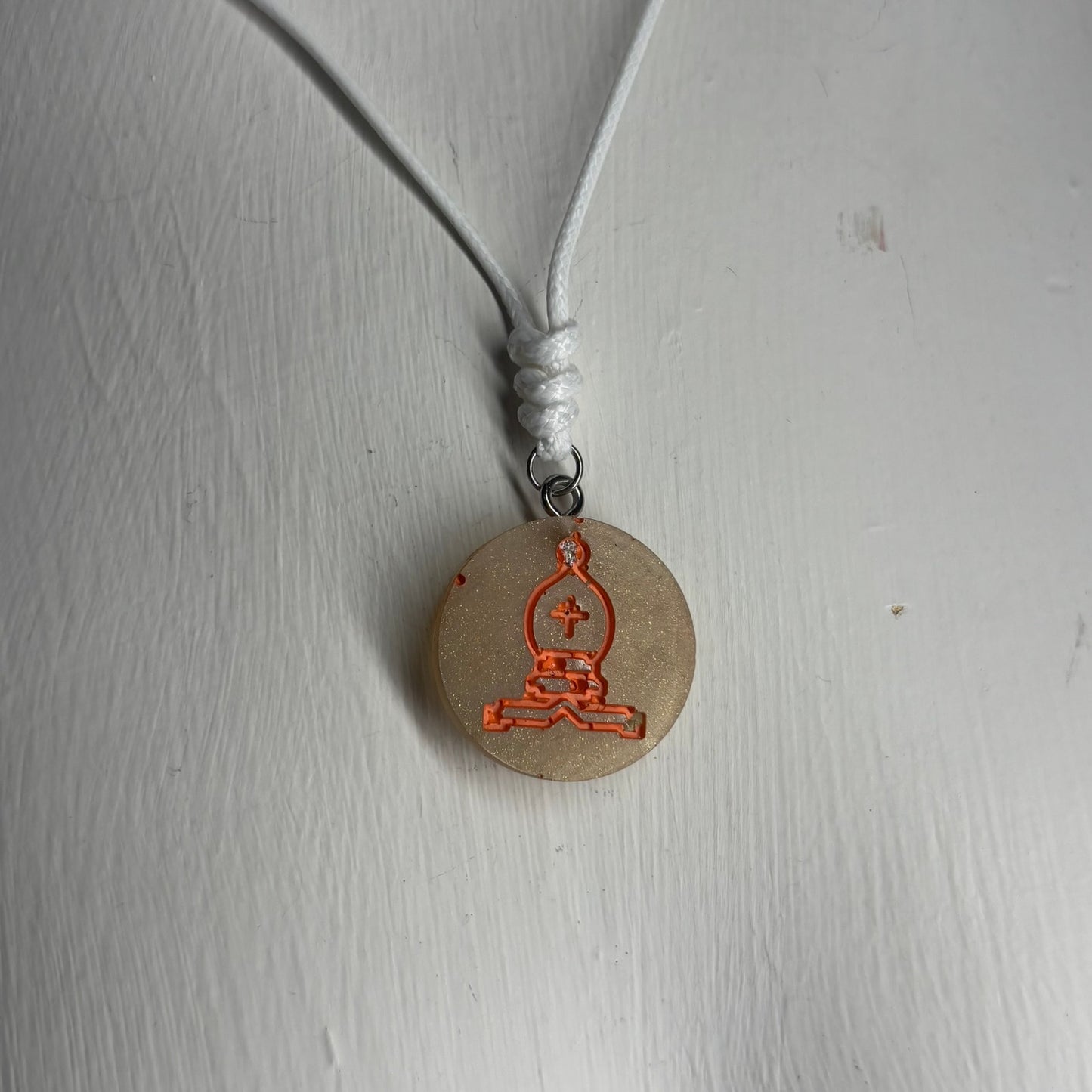 Champagne Cream Bishop - Handmade Resin Chess Necklace