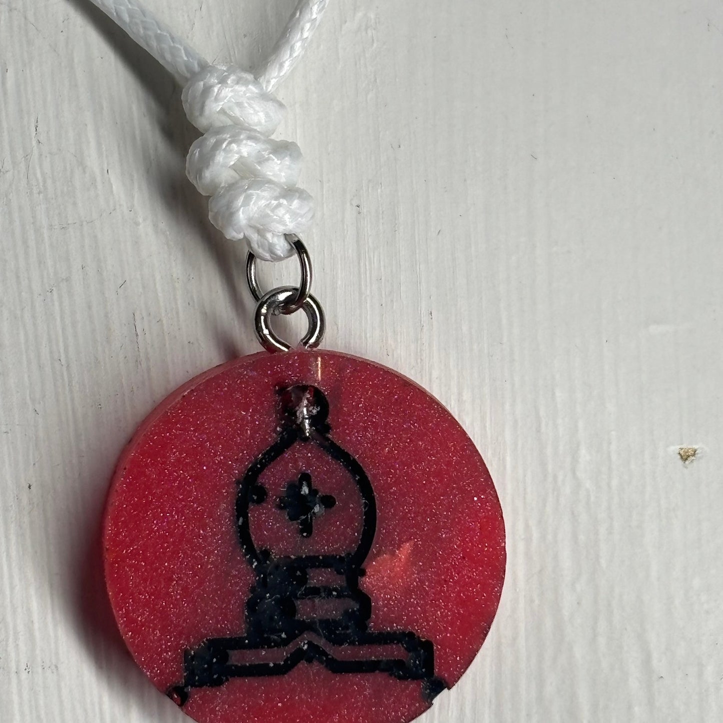 Red Bishop - Handmade Resin Chess Necklace