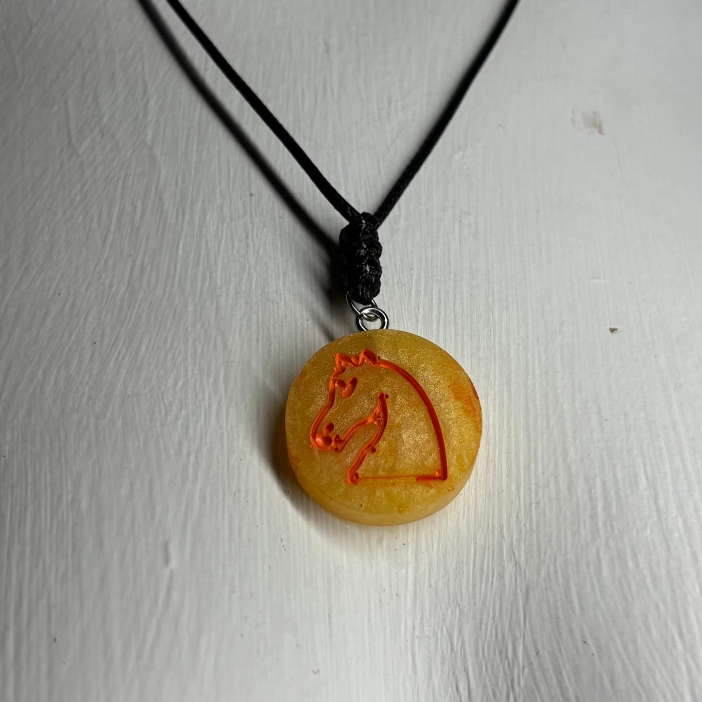 Bright Sunshine Knight - Handmade Resin Chess Necklace