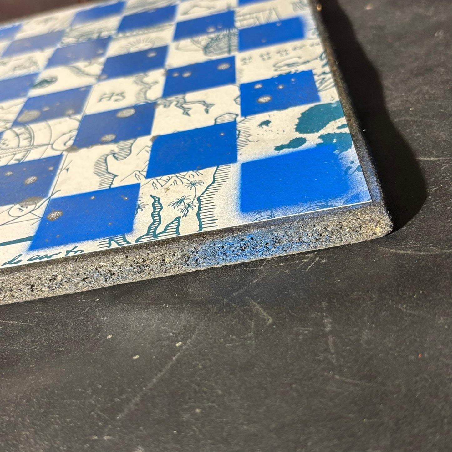 Vintage Blue & White - Scrapbook Chess Board