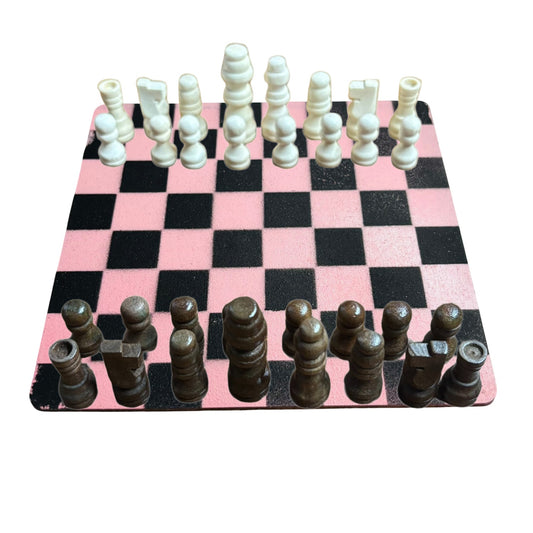 Sky Pink Black - Mini Chess Set