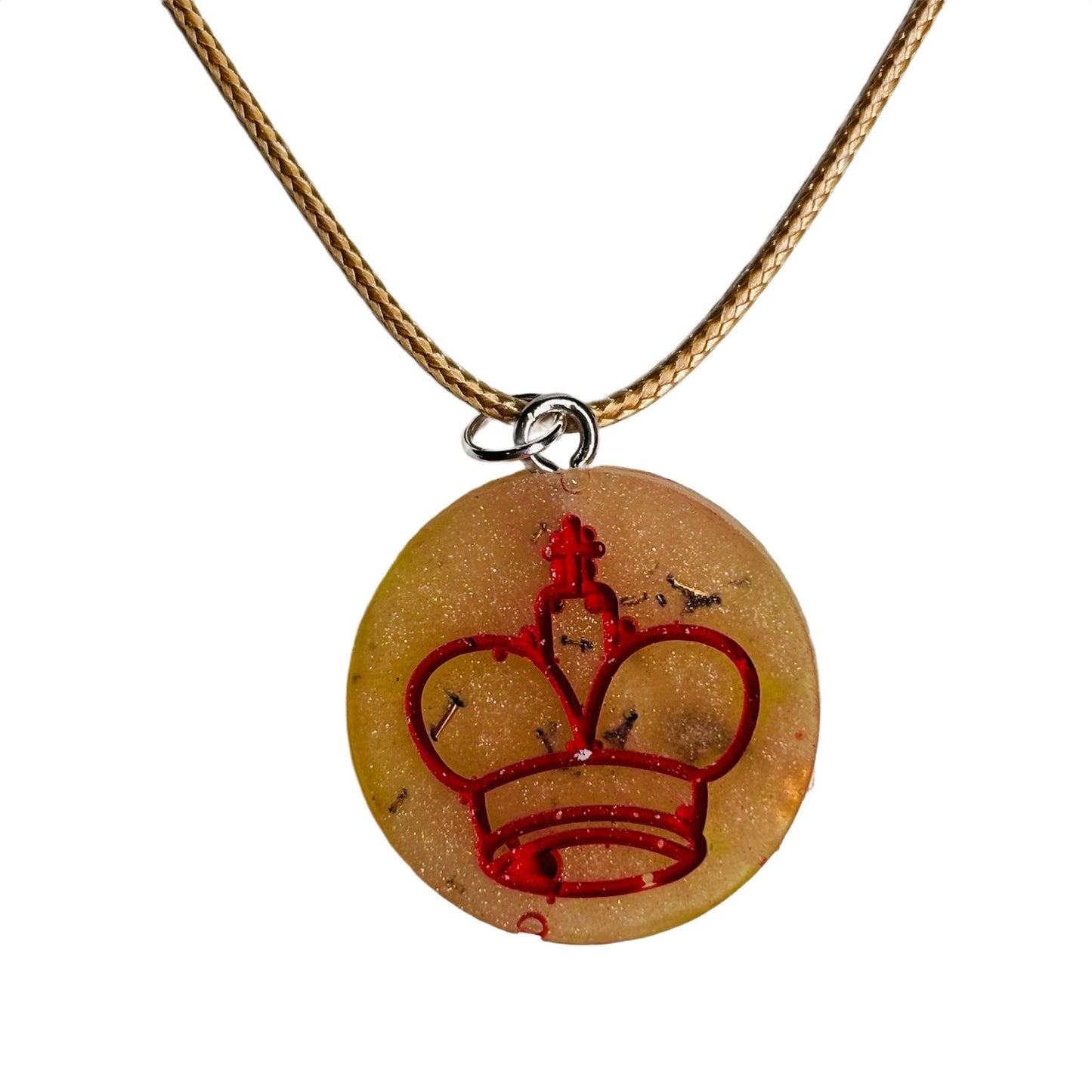 Cream Yellow King - Handmade Resin Chess Necklace