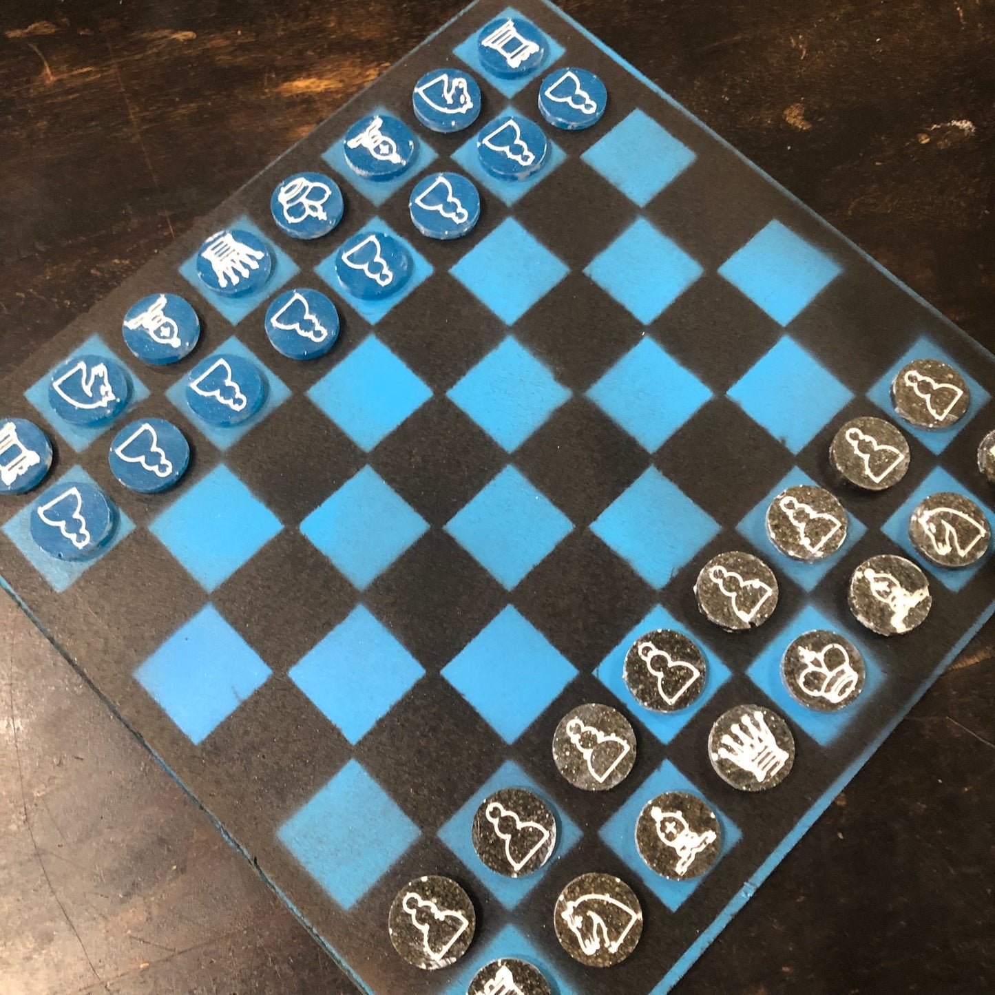 Black & Blue - Painted Chess Set