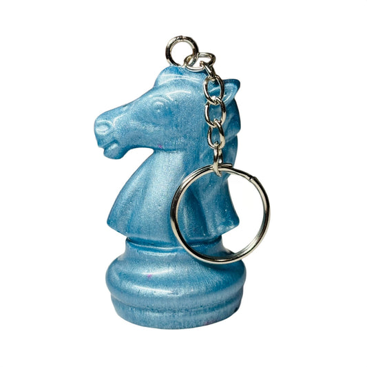 Smooth Blue Knight - Handmade Resin Keychain - Large Edition