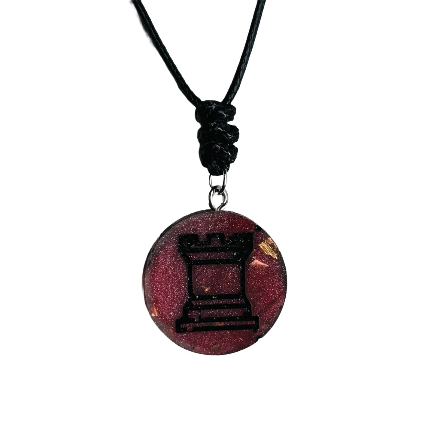 Violet Red Rook - Handmade Resin Chess Necklace
