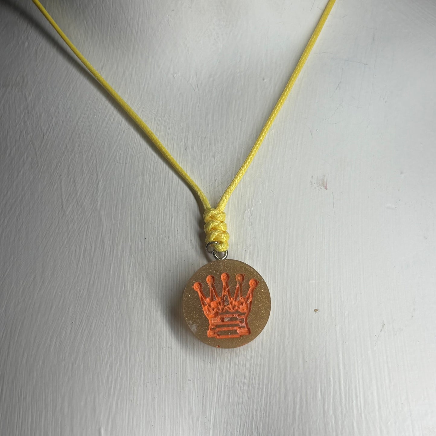 Cream Orange Queen - Handmade Resin Chess Necklace