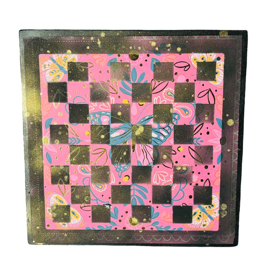 Pink Butterfly - Scrapbook Chess Board