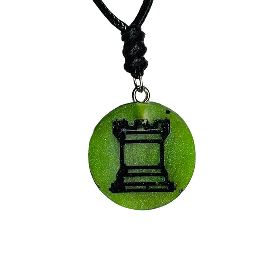 Green Rook - Handmade Resin Chess Necklace