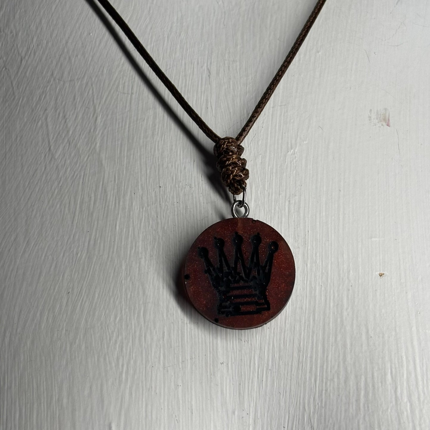 Vintage Red Queen - Handmade Resin Chess Necklace