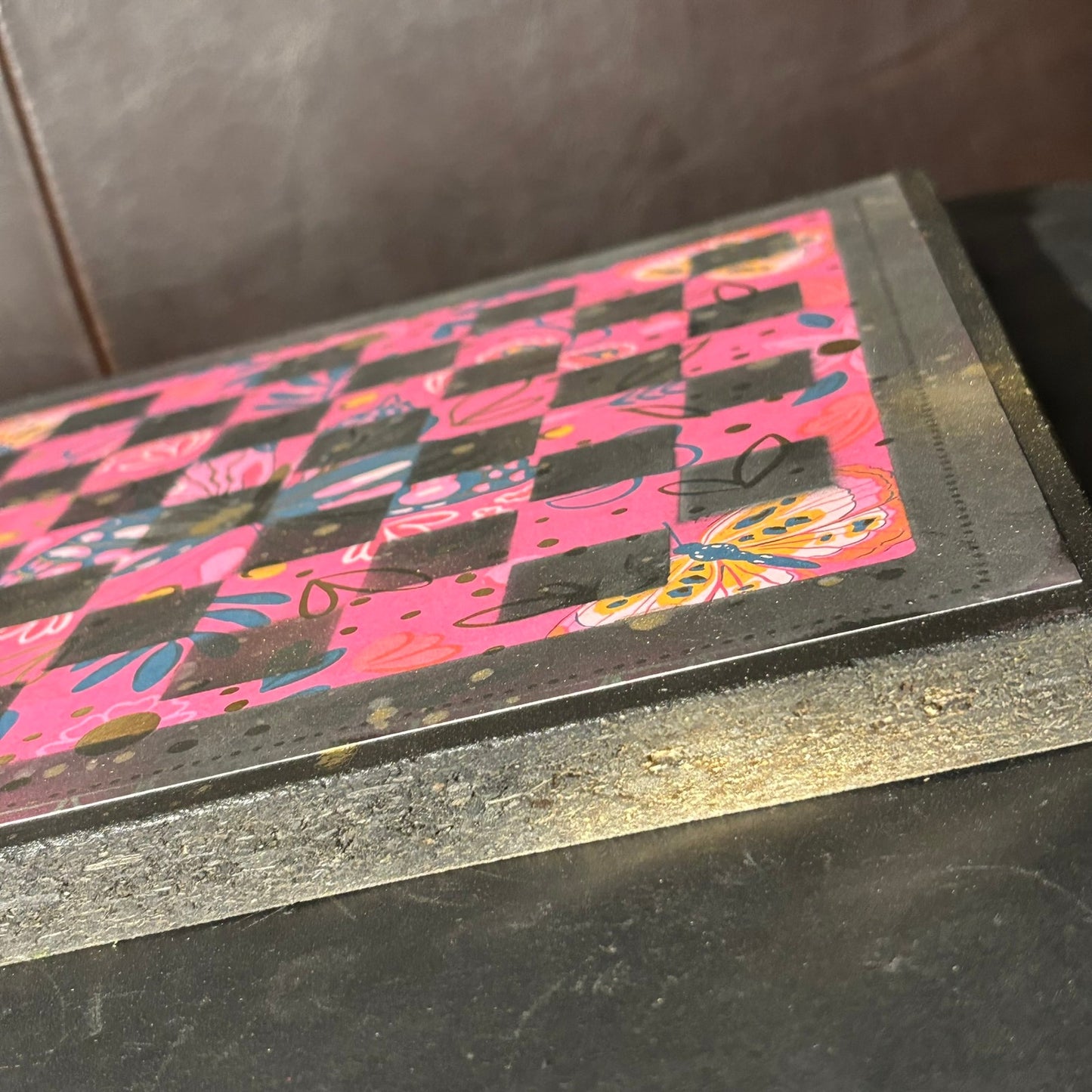 Pink Butterfly - Scrapbook Chess Board