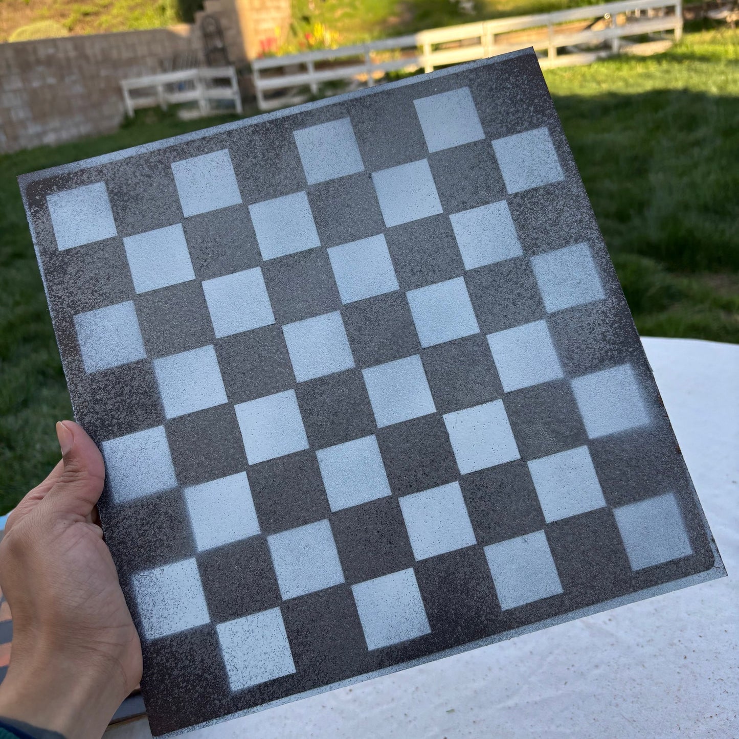 Gray & White - Painted Chess Set
