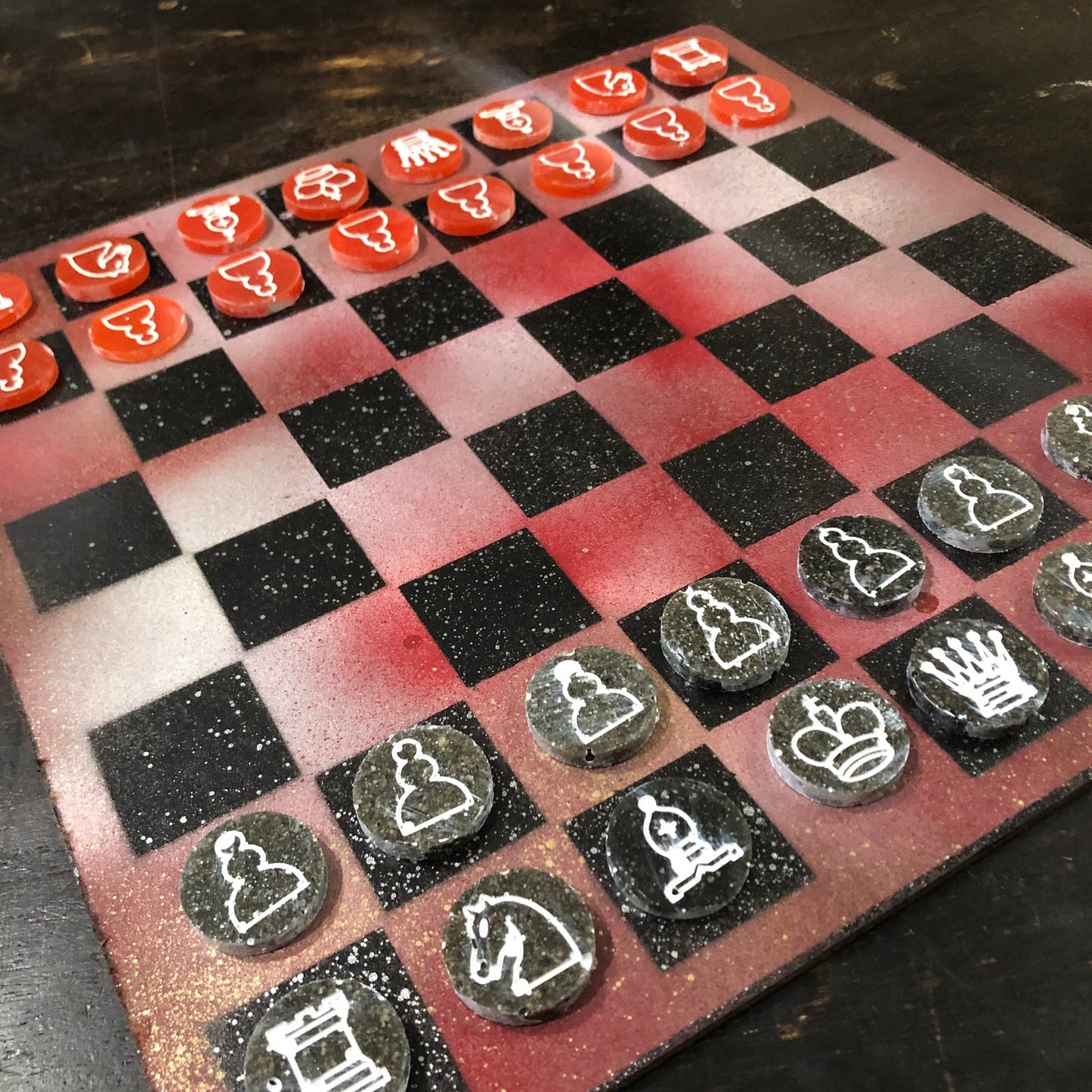 Hue Red - Painted Chess Set
