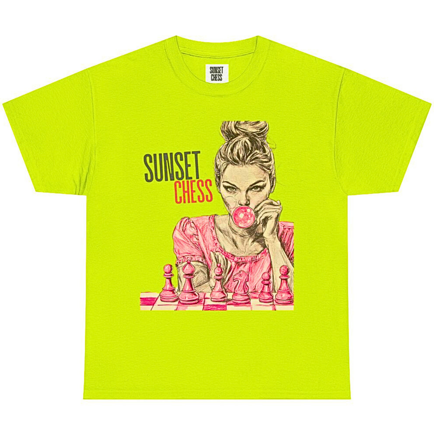 Lime Green - Women Bubble Blowing - Unisex Heavy Cotton Tee