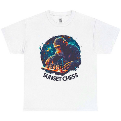 Monkey Playing Chess - Unisex Heavy Cotton  Tee