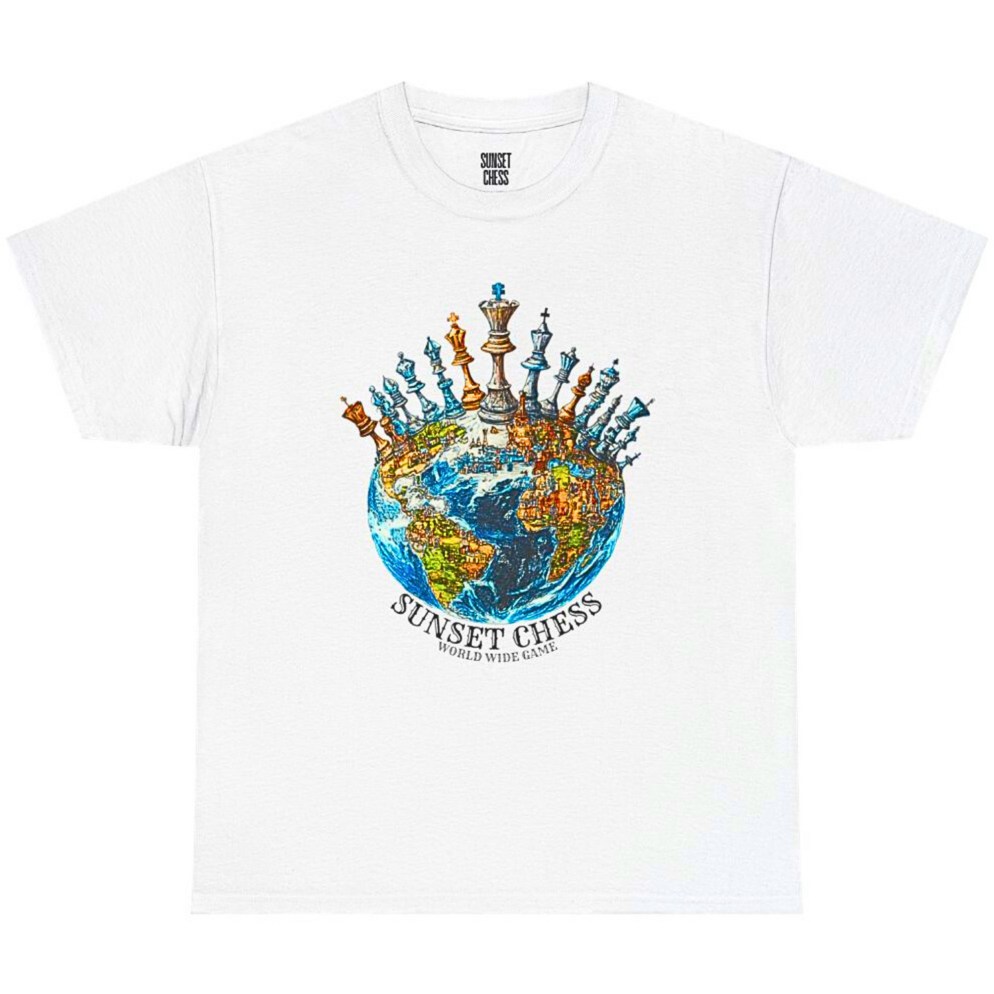 Chess World - White Chess Tee - Unisex Heavy Cotton Tee