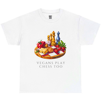 Vegan Chess - White Tee - Unisex Heavy Cotton Tee