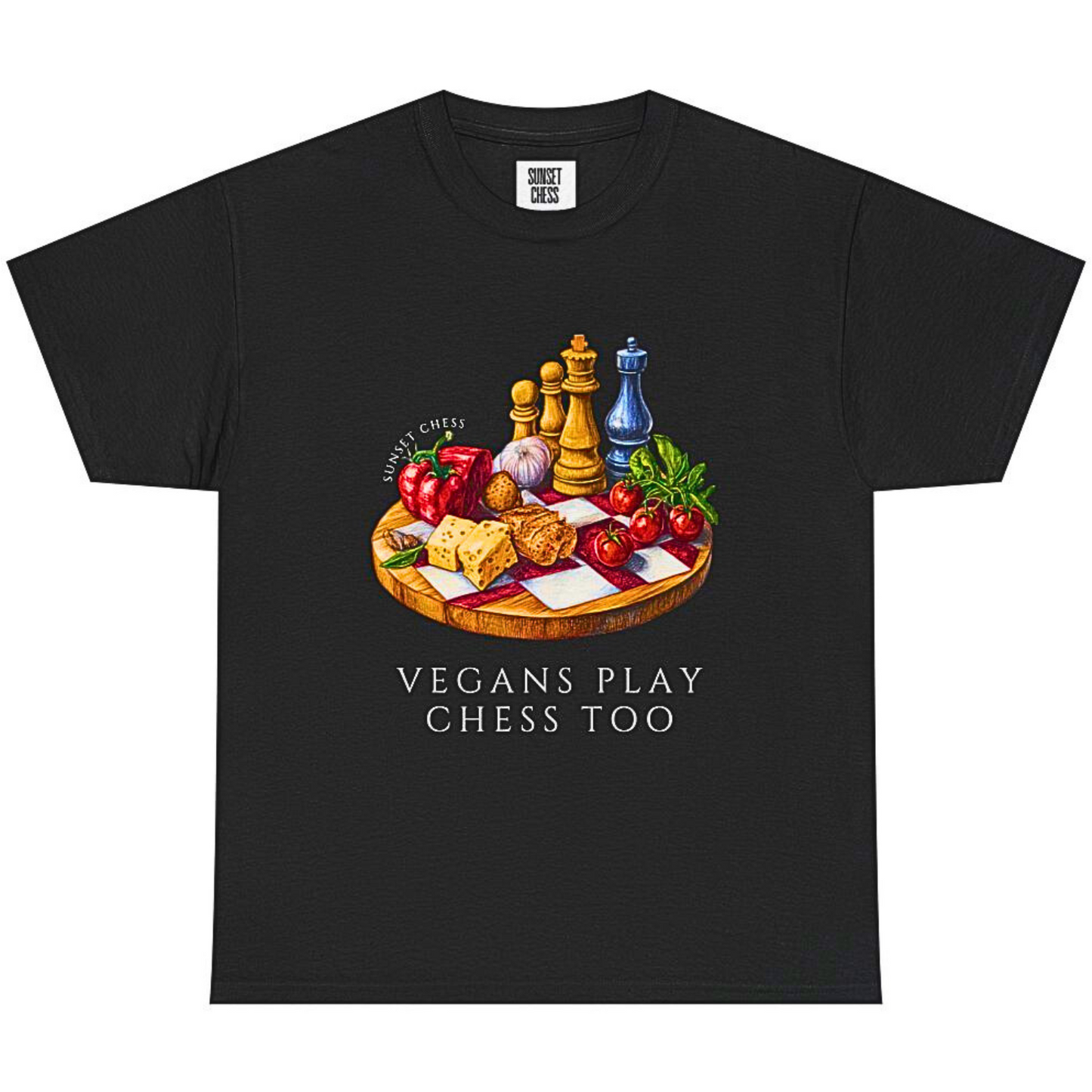 Copy of Vegan Chess - Black Tee - Unisex Heavy Cotton Tee