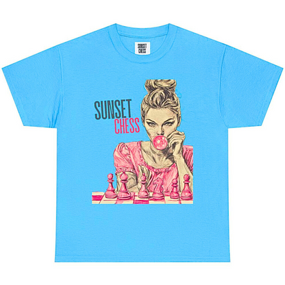 Sky Blue - Women Bubble Blowing - Unisex Heavy Cotton Tee